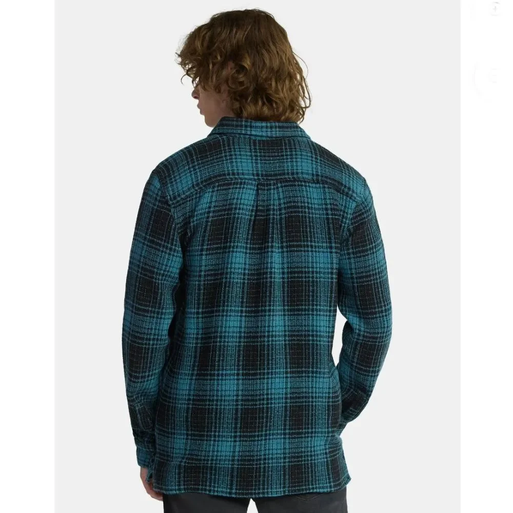 Textured Button Front Long Sleeve Shirt Cozy Cotton Size L